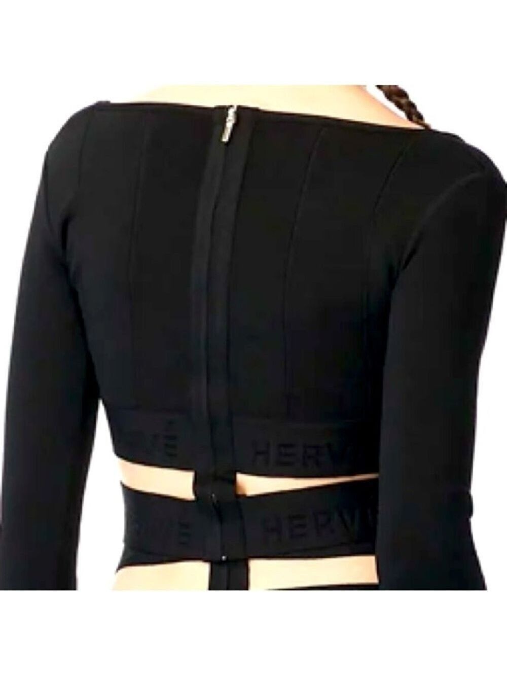 Herve Leger Black Bandage Bodycon Crop Top Size M - Picture 4 of 12